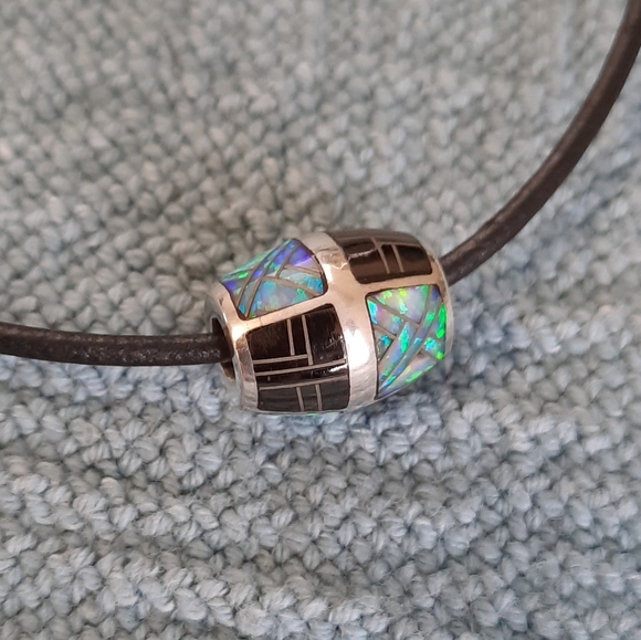 Other - Unisex Fire Opal and Black Onyx Pendant Be…